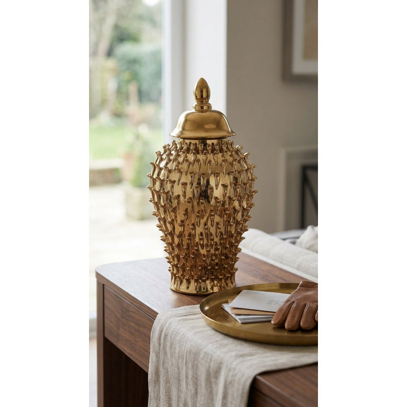 Sherie Handmade Ceramic / Porcelain Decorative Urns & Jars, 18.9" H x 9.4" W x 9.4" D