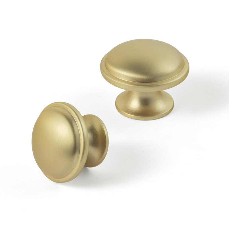 Paquet de 1 poignée ronde 2 2/5 po de diamètre, Laiton brossé clair