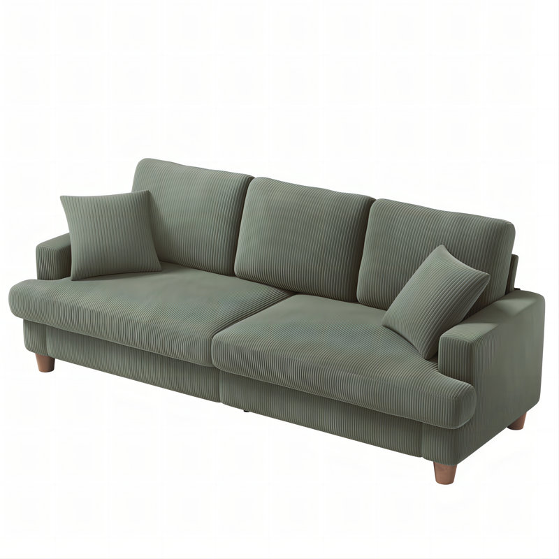 Alexeis 3 Seater Corduroy Sofa, Green