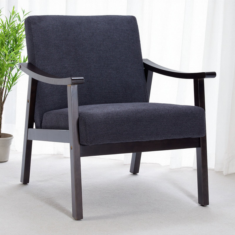 Avellune Medieval Modern Armchair, High-Back Upholstered Accent Chair with Solid Wood Legs for Living Room or Bedroom