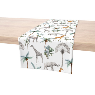 Table Runner, 100% Cotton, 16X108", Tropical Jungle