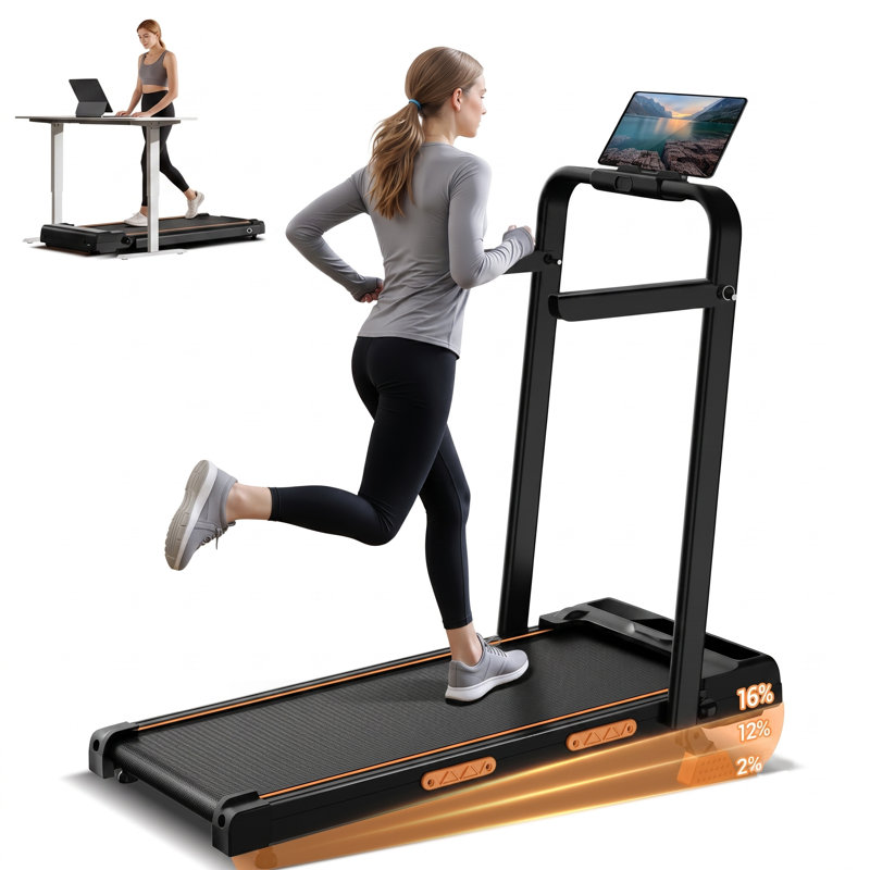 UMAY FITNESS Walking Pad with 16% Incline, Under Desk Treadmill 2.5 HP, Foldable Walking Treadmill for Home Office, 330 lbs Capacity, LED Display & Remote