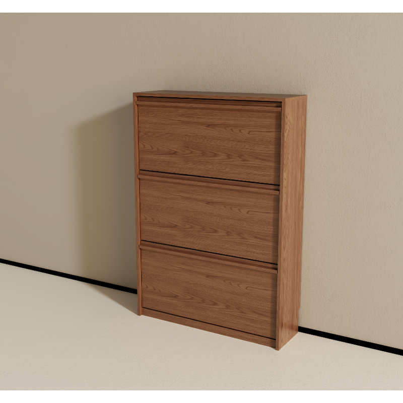 Fir Core Solid Wood Flip Top Side Table, Narrow Storage End Table with Adjustable Compartments & Anti-Tip Frame, Tan