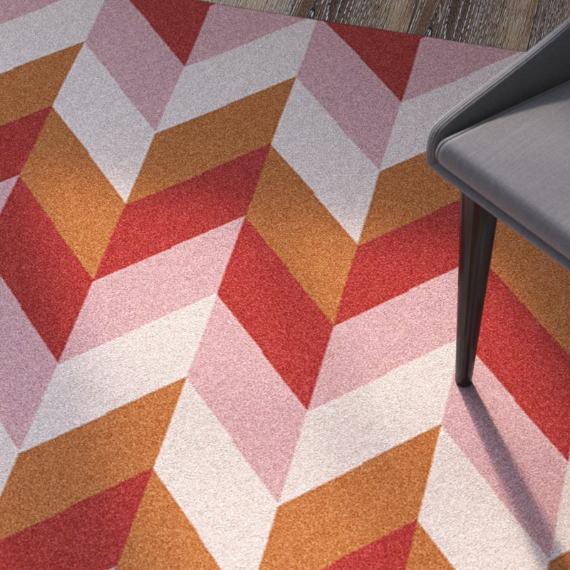 Tapis grenat/orange en laine tissé à plat Crisman, Rectangle 2 pi x 3 pi