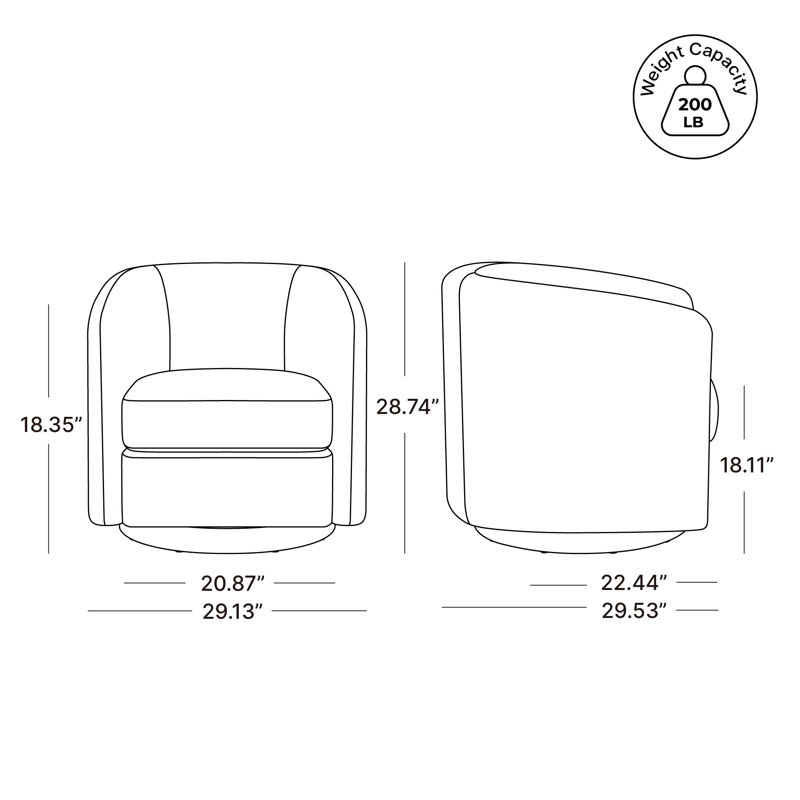Bennett Genuine Leather Swivel Barrel Chair