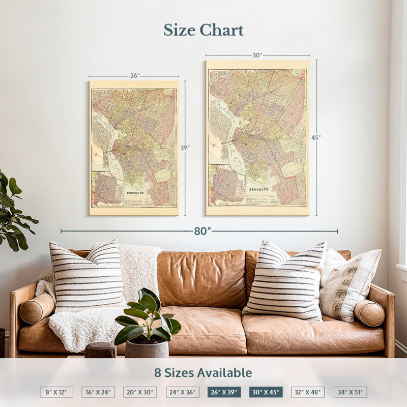 Aliaz Map Of Brooklyn, 39" H x 26" W
