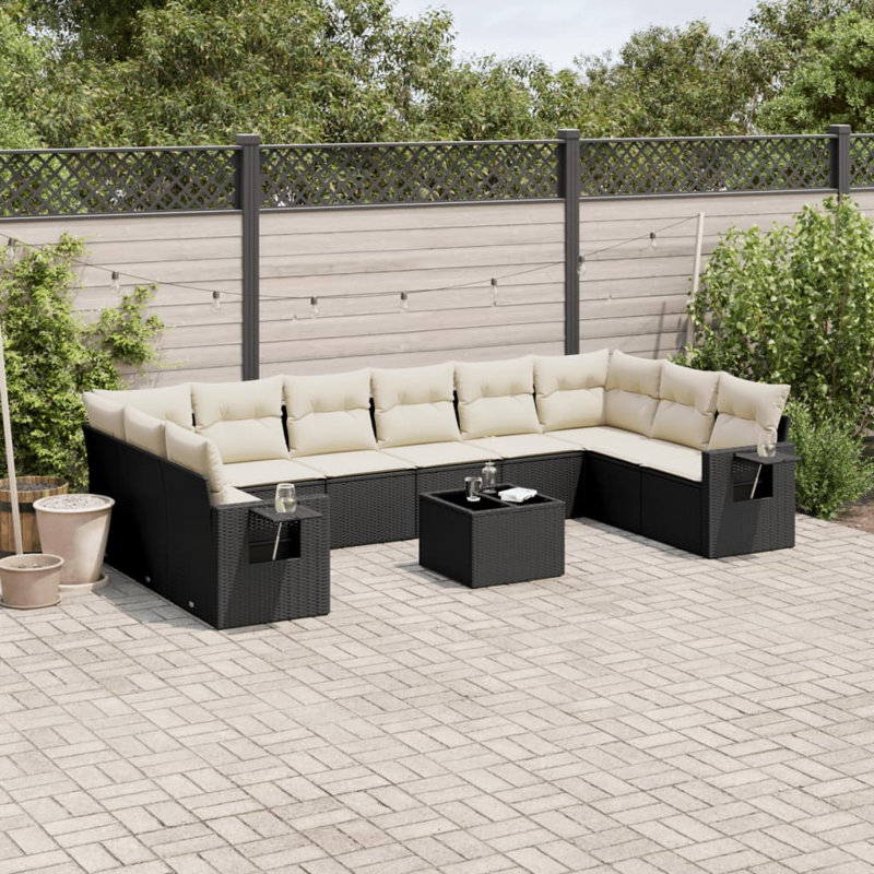 Ensemble de canapé de jardin Vidaxl noir, blanc crème
