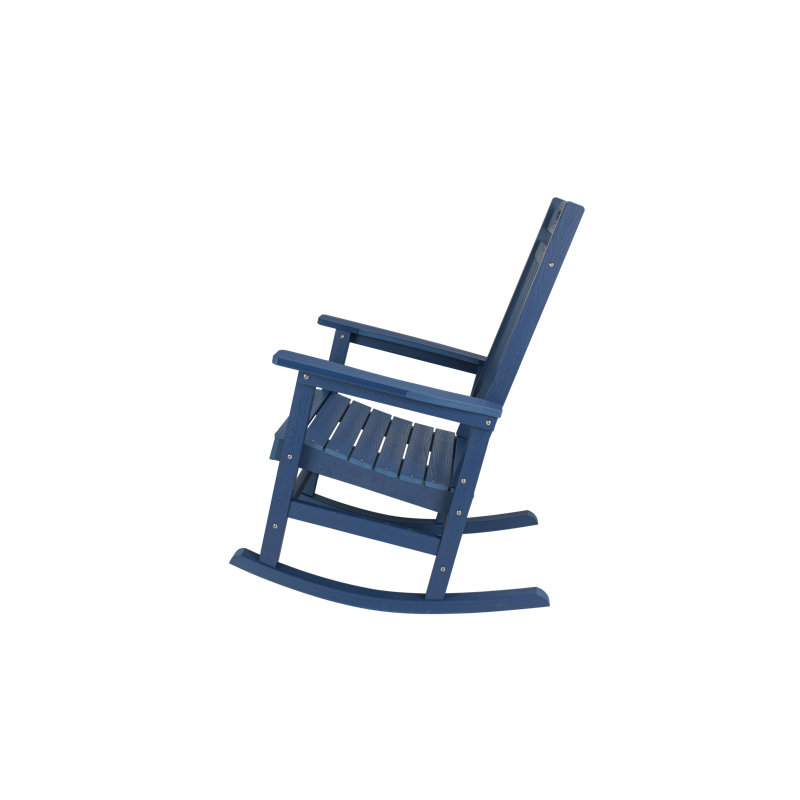 Oversized Outdoor Rocking Chair, All-Weather HIPS Poly Patio Rocker, Heavy Duty 400 lbs Capacity, Big & Tall Comfort with 31" High Backrest for Porch & Backyard, Navy