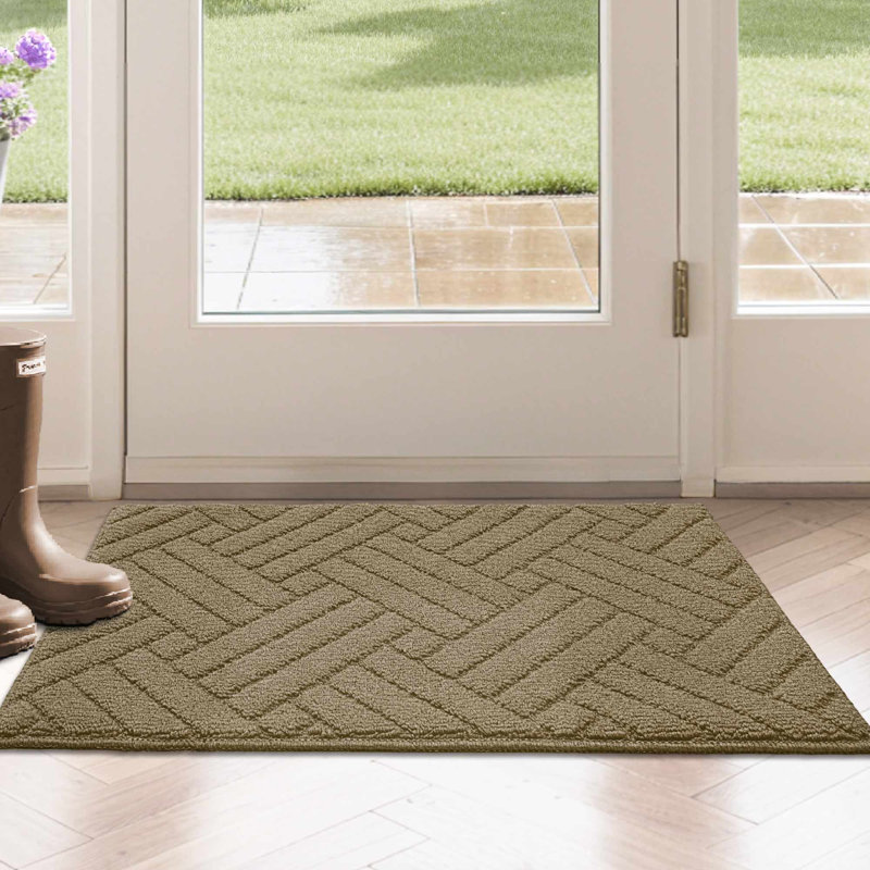 Non-Slip Geometric Indoor Doormat, Beige, 50.8cm W x 81.3cm L
