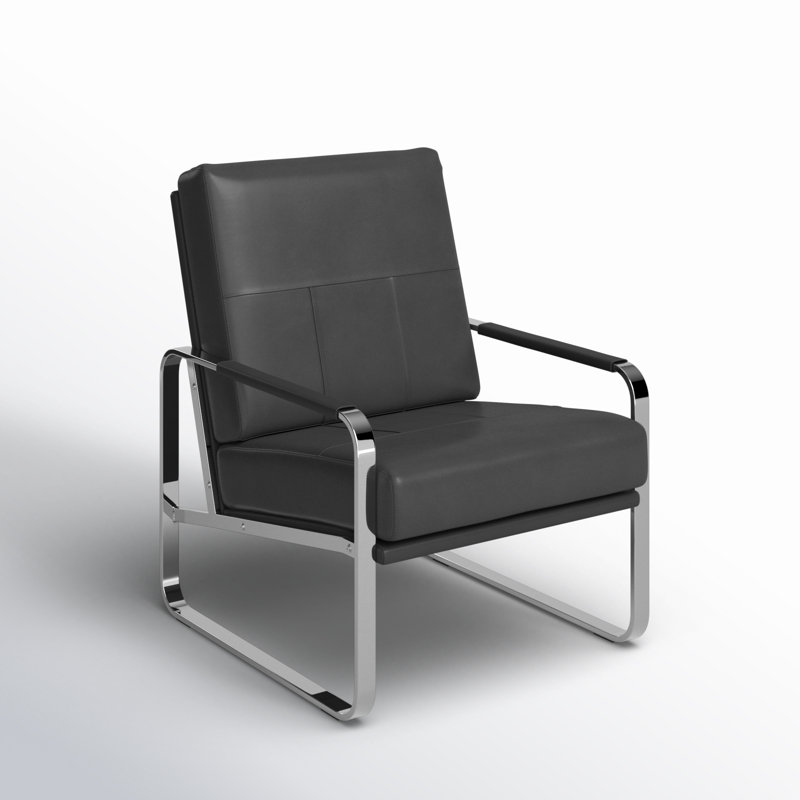 Fauteuil l 27 po Abrham, Similicuir gris