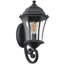 Lanterne murale d'extérieur moderne en aluminium rustique moderne avec capteur de crépuscule à l'aube et lumière en métal moulé sous pression pour patio de garage - Base en verre transparent E26 incluse