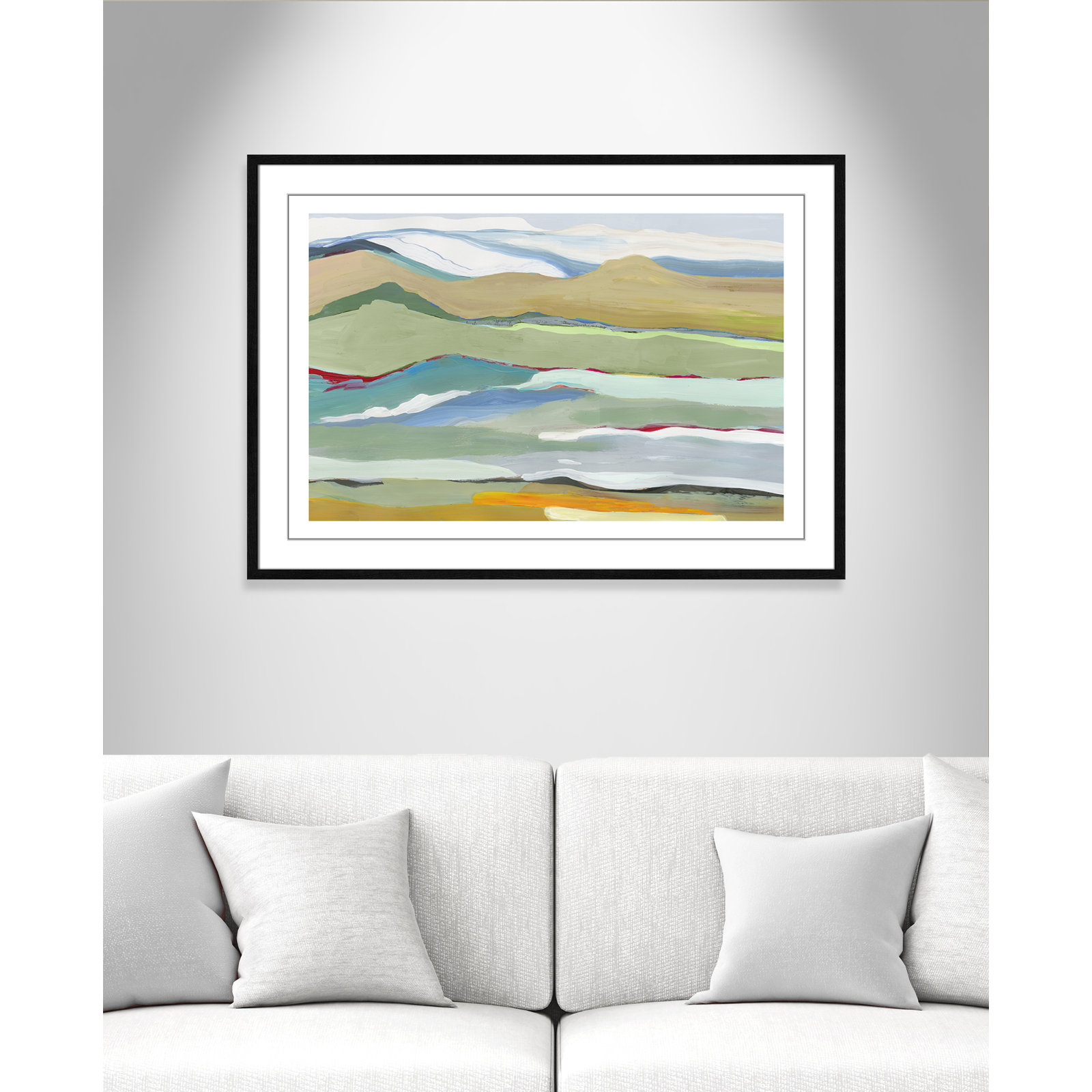 Dee "Goodbye Summer on the Hills" Painting, 29.5" H x 41.5" W x 0.75" D, Black Wood Framed