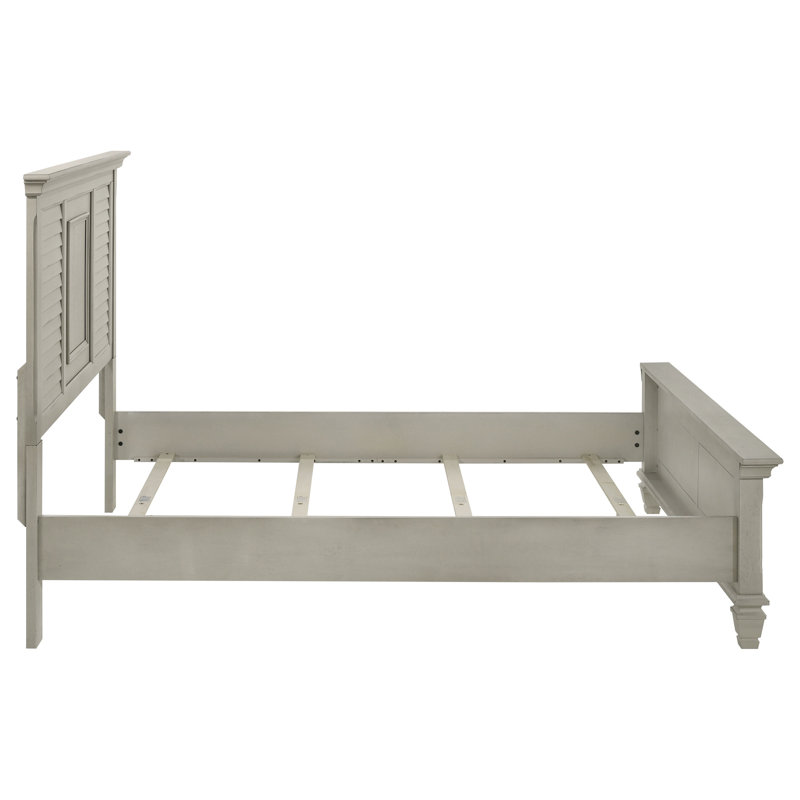 Ranbir Wood Queen Panel Bed Distressed White, Queen, Antique White