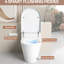 Toilette de bidet intelligente avec siège à ouverture automatique, jet siphonique pour l'évacuation des déchets, séchage à l'air chaud et affichage à DEL, bidet intégré en céramique blanche intelligente, fonction d'ouverture / fermeture des mains, chasse d'eau, eau-128882770