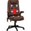 Fauteuil à haut dossier avec vibrations, massage chauffant, cuir d'unité centrale inclinable, accoudoirs, télécommande, vibration de bureau chauffée brune