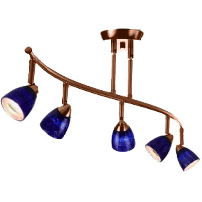 Cal Lighting Serpentine 5 Light Orbit Ceiling Fixture Brushed Steel with Red Glass, Brushed Steel/White