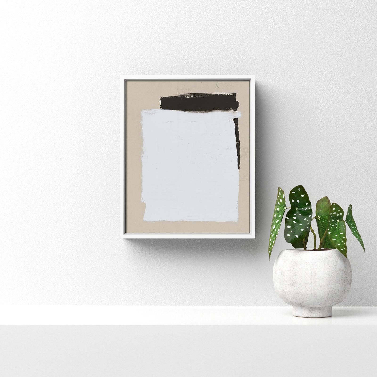 Two Mirrors, 11.5" H x 9.5" W, Framed Canvas, White