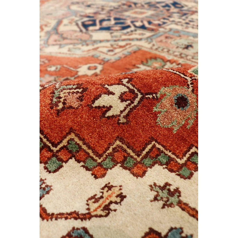Canvello Serapi Hand-Knotted Rust Wool Area Rug- 6'1" X 8'11", Rectangle 9'3" x 12'