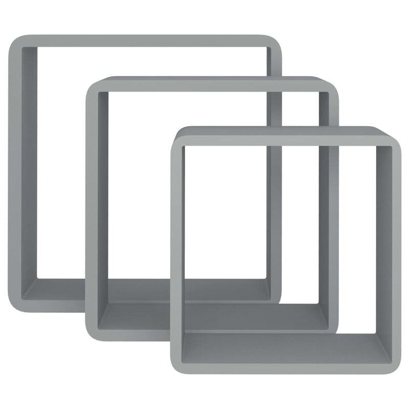 Arsula 3 Piece Wall Shelf Set, 28cm H x 28cm W x 10cm D, Grey