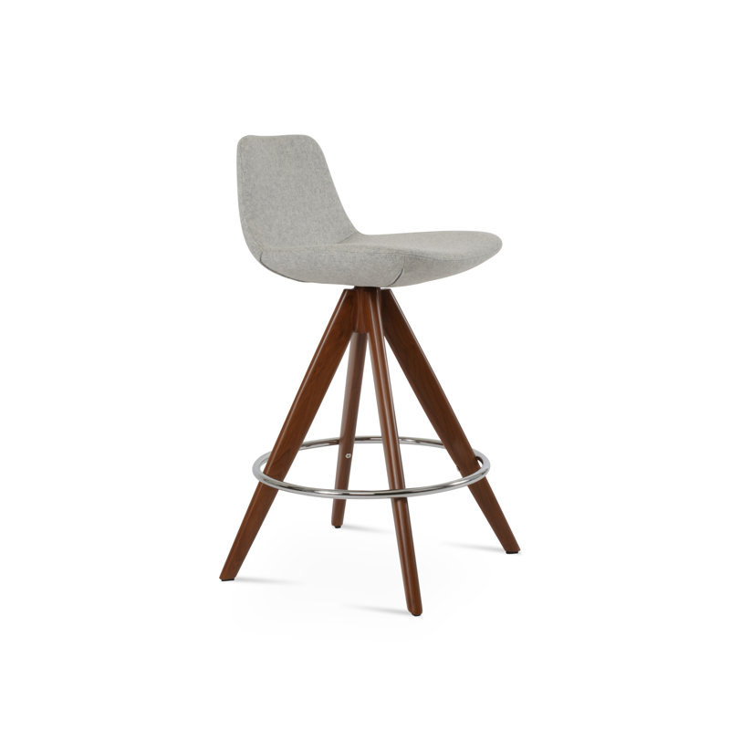 Tabouret de bar et de comptoir pivotant Pera Pyramid, Laine argentée, Tabouret de comptoir (siège d’une hauteur de 24