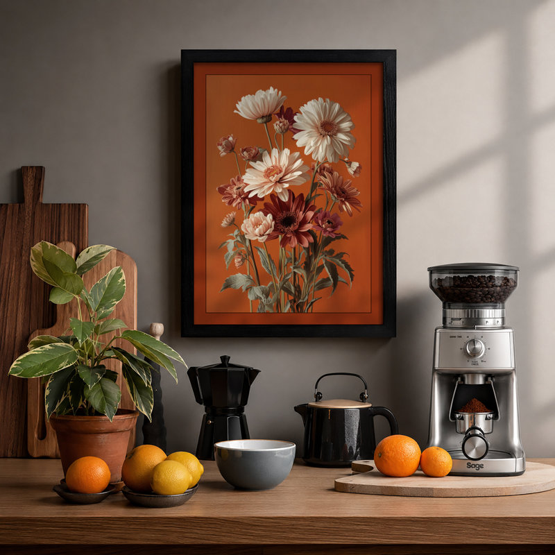 Daisy Study Botanical - Framed Print, A3 - 42.0 x 29.7 cm, Black