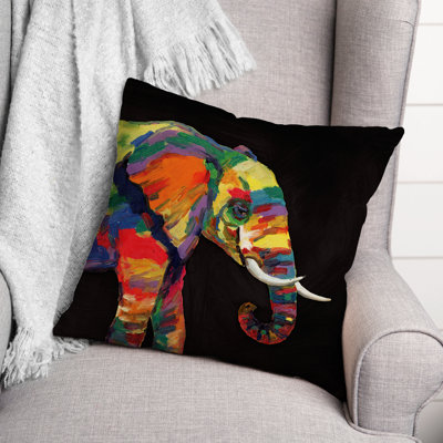 Bright Elephant Indoor/Outdoor Throw Pillow