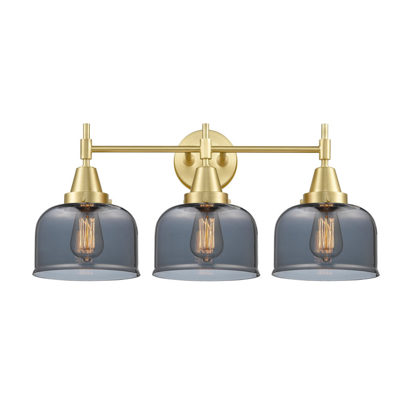 Gayle 3 - Light Dimmable Vanity Light, Satin Brass, 4 Watt Vintage LED Bulb, Plated Smoke