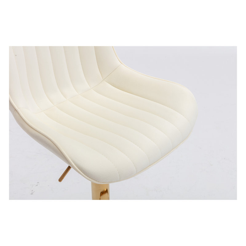 Tabourets de bar réglables avec repose-pieds chromé et levage mécanique, Ivoire