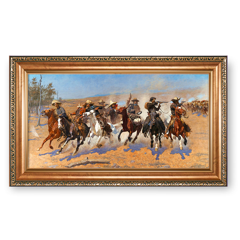 Reproduction d'art classique, «A Dash for the Timber» par Frederic Remington
