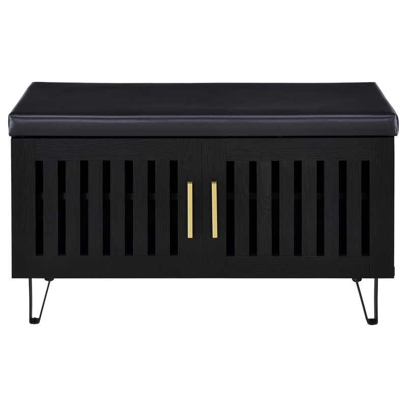 Black 2-door Storage Bench, Black