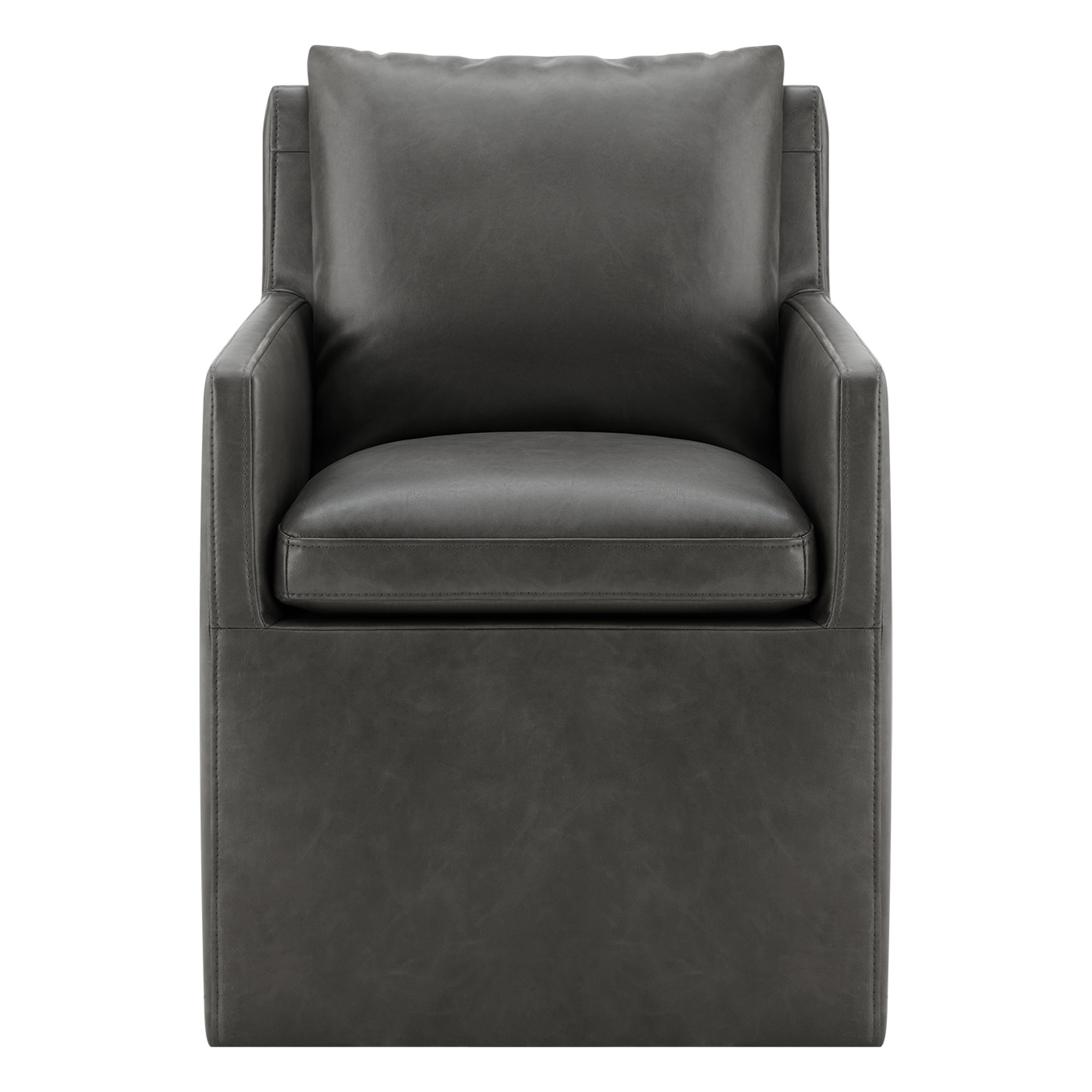 Alayaa Upholstered Arm Chair, Grey Faux Leather