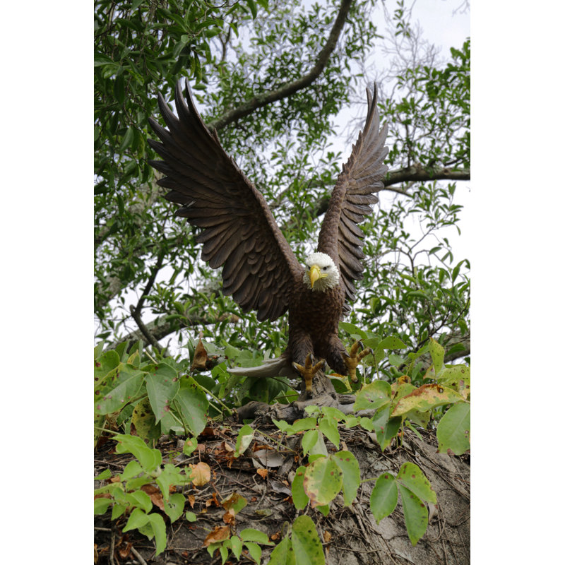 Large Brown and White Polyresin Flying Eagle Garden Statue