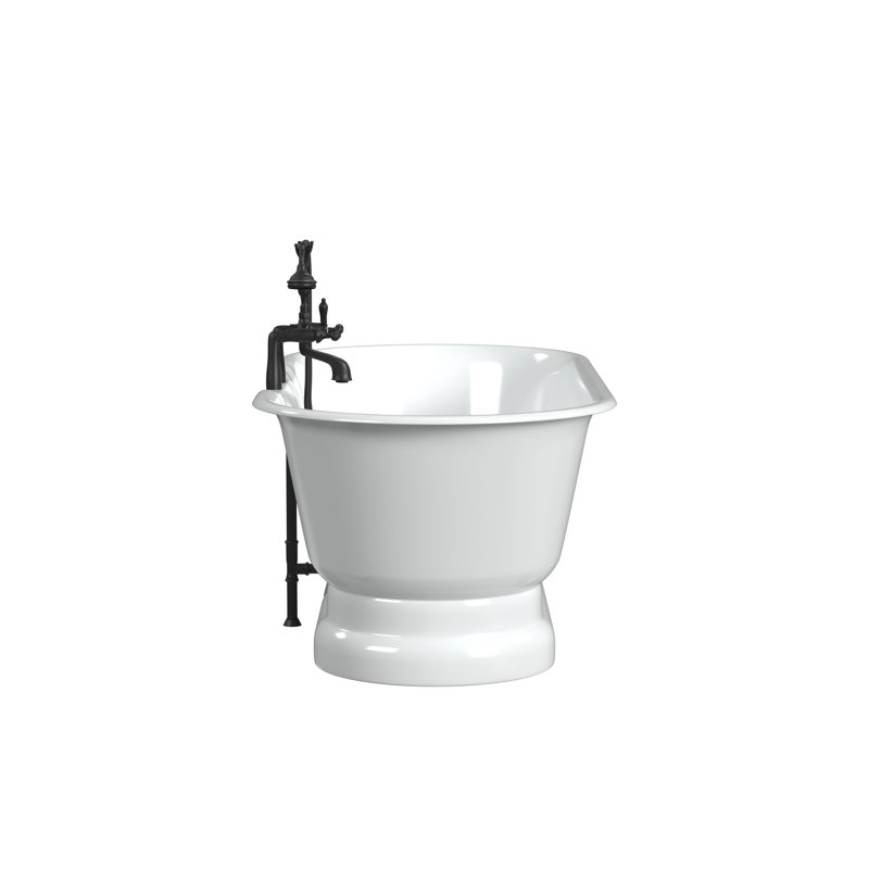 Regal 68'' L Freestanding Soaking Bathtub, White Interior with White Exterior, Cast Iron Pedestal Base