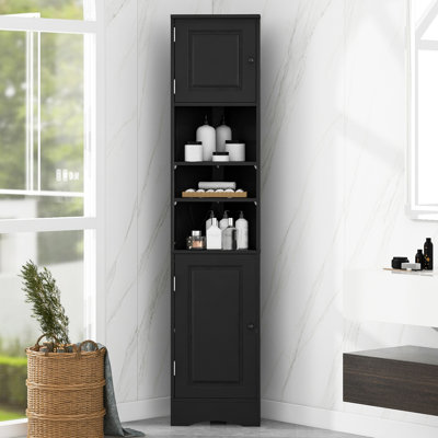 Armoire de rangement haute multifonctionnelle avec deux portes et tablettes réglables