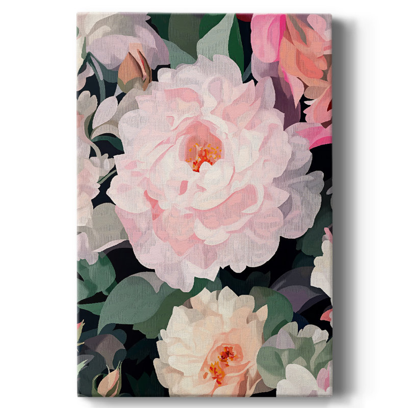 Toile tendue avec motif floral CXCI, H 60 po x l 40 po