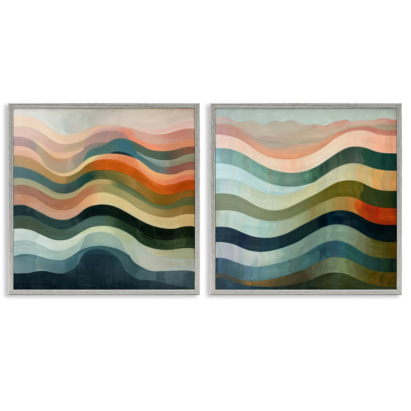 «Earth Tone Fluid Waves», ensemble de 2 giclées par Lazar Studio, Estampe numérique Farmhouse, H 12 po x l 12 po