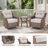 Elona 7-Piece All-Weather Outdoor Wicker Rectangle Fire Pit Conversation Set With Swivel Gliders, Ottomans And Side Table For Patio-322919101