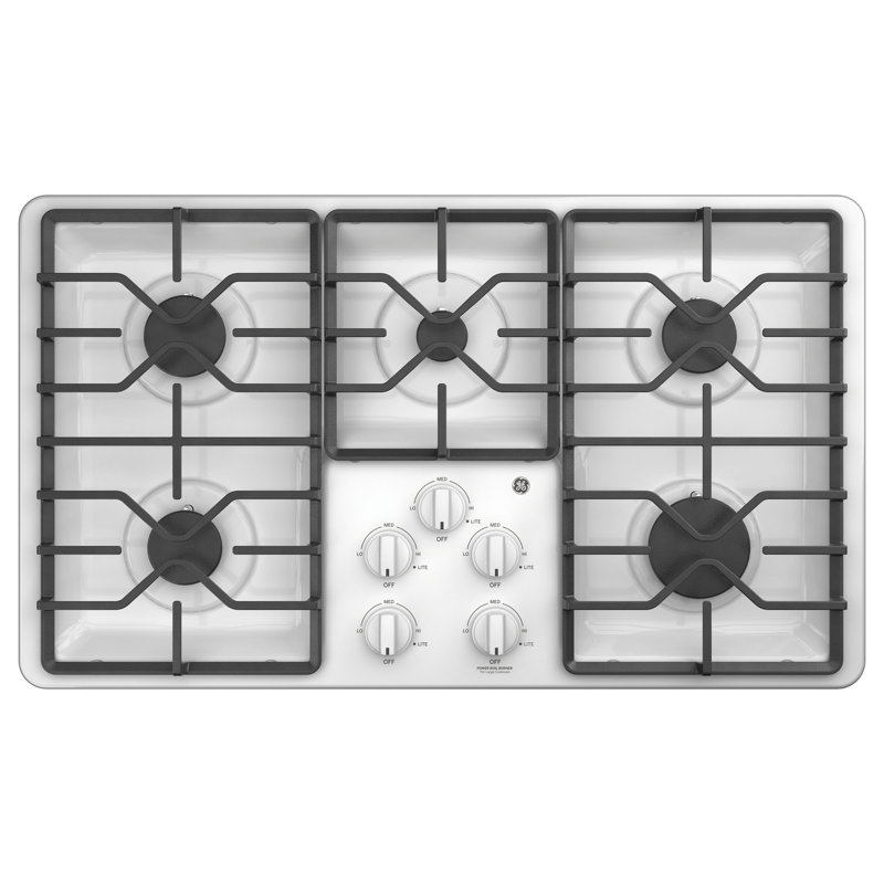 Built-in 36" Gas Cooktop with 5 Burners, White
