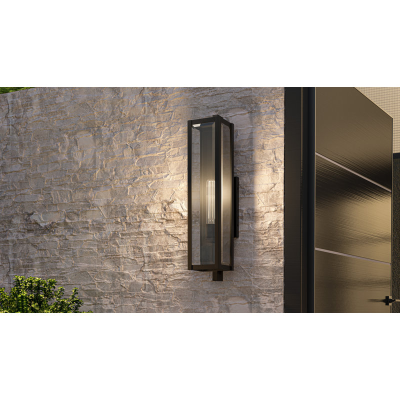 Dale 1-Light Matte Black Outdoor Wall Lantern, 26" H x 5.5" W x 7.5" D