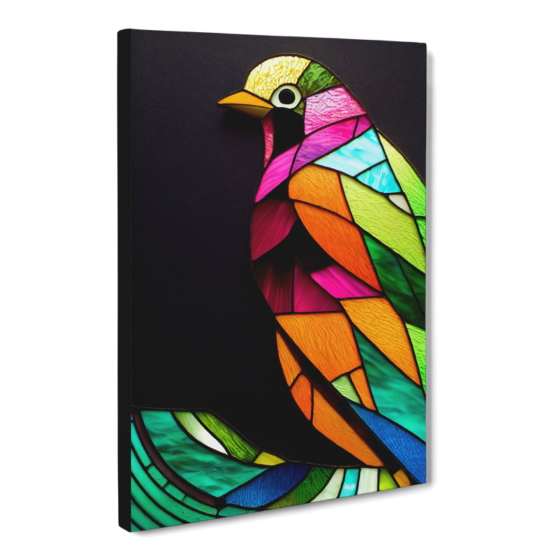 Bird Stained Glass - Wrapped Canvas, 50cm H x 35cm W x 3cm D