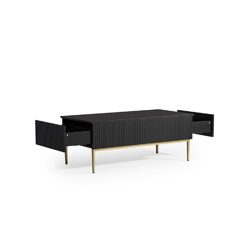 Anahla Four Leg Coffee Table with Storage, Black/Gold