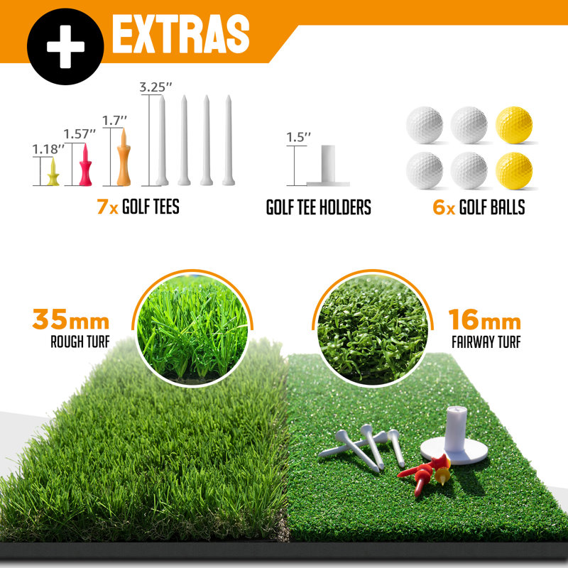 Filet de golf Zealfeel, filet de pratique de 10 pi x 7 pi avec filet à copeaux, tapis pliable, cible en soie, 8 tés, 6 balles, sac de transport, filets de golf pour la cour arrière