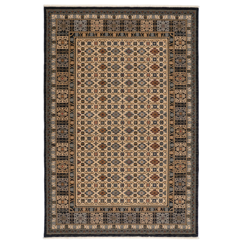 Machine Woven Wool Beige/Black/Brown Indoor Rug, Rectangle 160 x 240cm