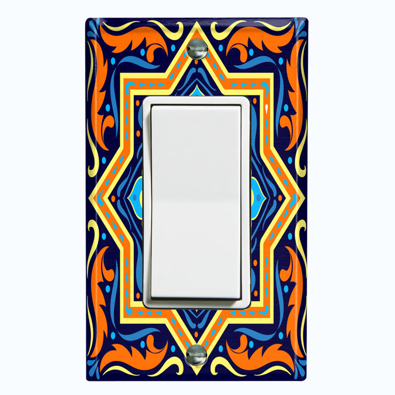 Plaque murale berçante Elegant Tile 1-Gang, Bleu / Orange