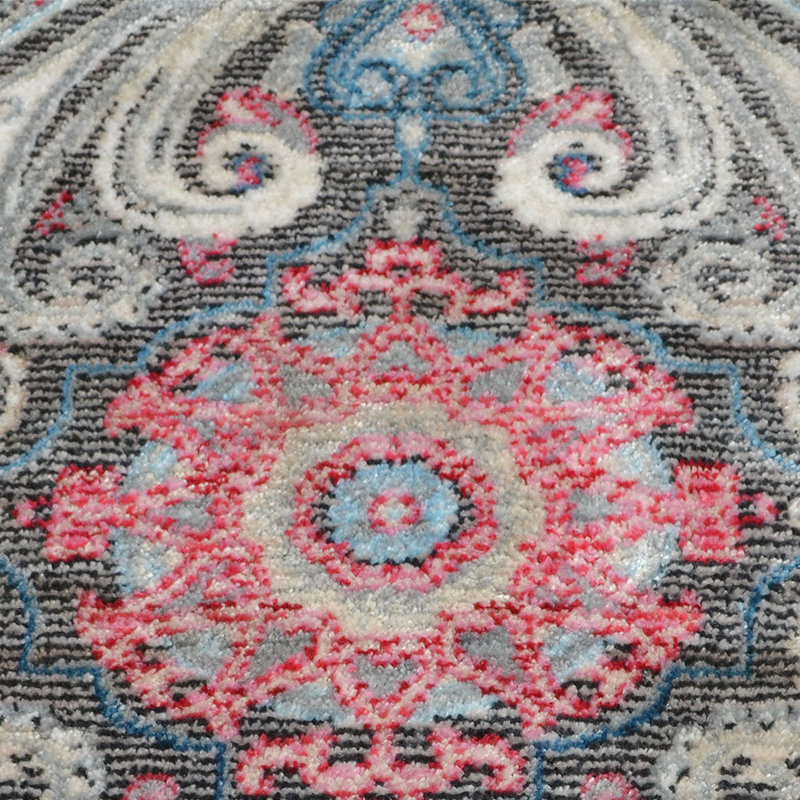 Tapis de couloir Beier en polyester fait à la machine - couleur brun gris, design oriental