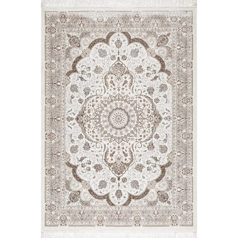 Oriental Area Rug, Rectangle 60 x 110 cm, Beige