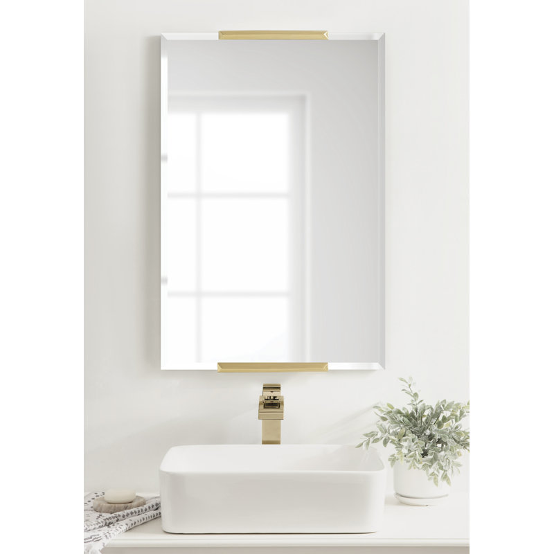 Beyunka Rectangle Wall Mirror, 30.5" x 20", Gold