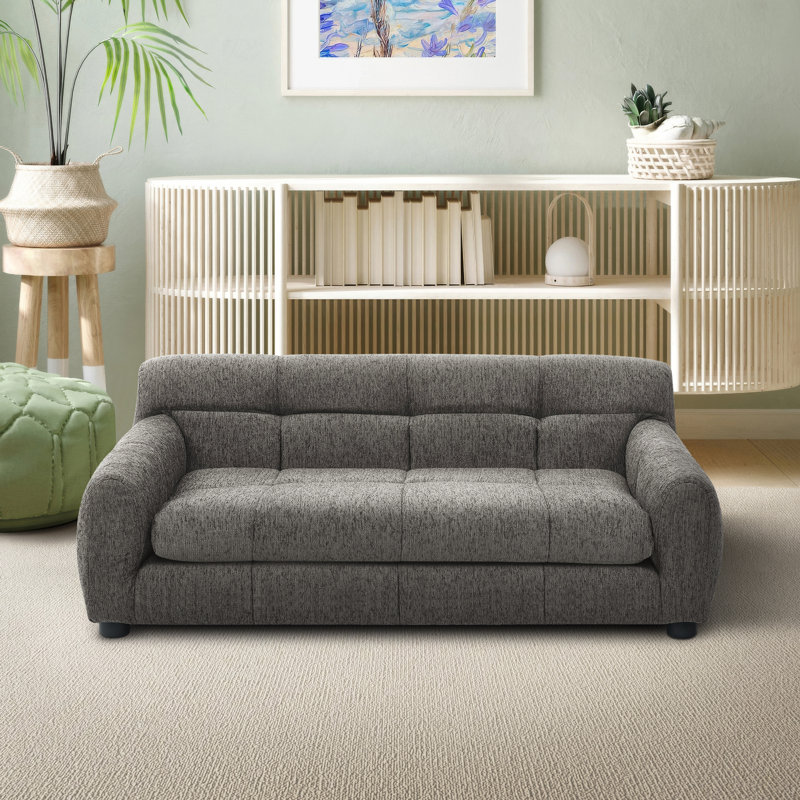 Canapé moderne pour animaux avec dossier et accoudoirs - Canapé doux et confortable pour petits et moyens chiens, Gris foncé