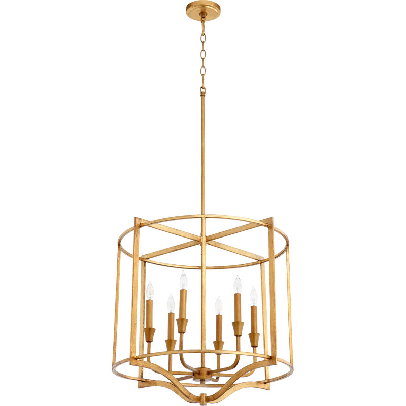 Lustre géométrique à 6 lumières Analiegh, Feuille d'or