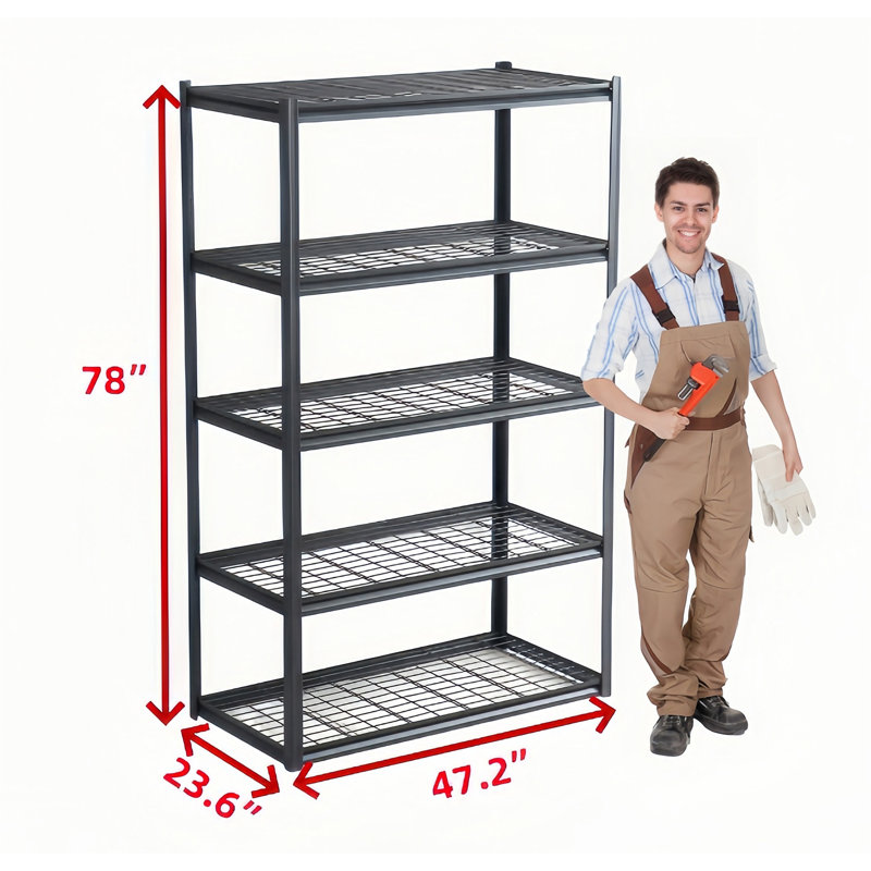 Tablettes de rangement robustes en métal, (5 tablettes) H 23,6 po x l 78 po x P 47,2 po